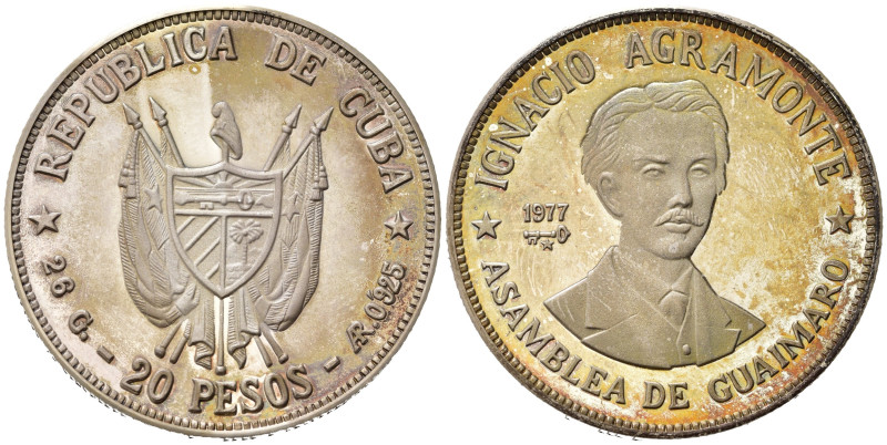 CUBA. 20 Pesos 1977 Ignacio Agramonte - Asamblea de Guaimaro. Ag (26,10 g). Km#3...