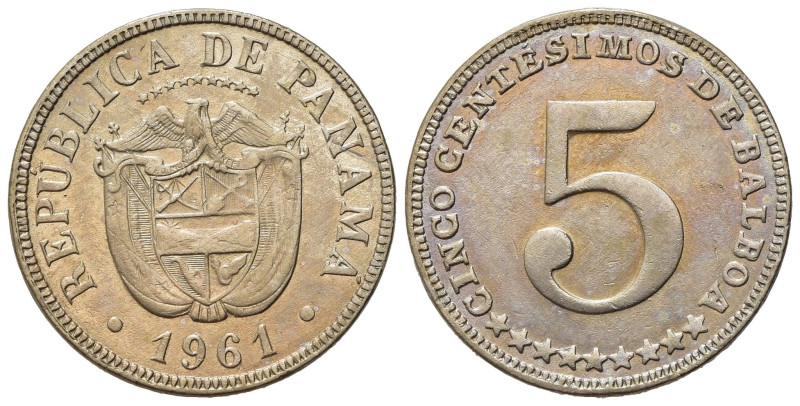 PANAMA. Repubblica. 5 centesimos di Balboa 1961. qFDC