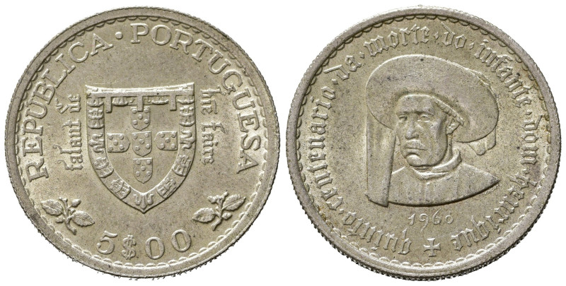 PORTOGALLO. 5 Escudos 1960. Ag. KM587. qFDC