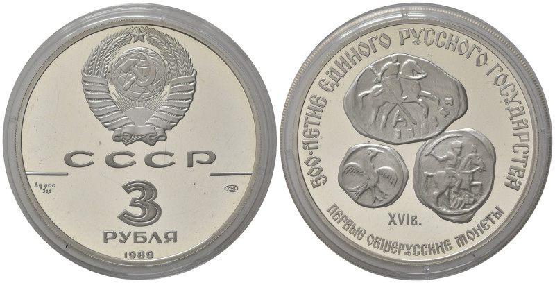 RUSSIA. CCCP. Unione Sovietica. 3 Rubli 1989. Ag. PROOF