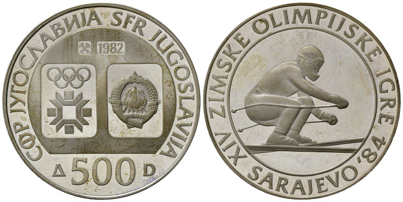 YUGOSLAVIA. 500 Dinara 1982. Ag. KM92. Proof