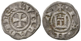 GENOVA. REPUBBLICA (1139-1339). Denaro Ag (0,86 g). D/ Castello. R/ Croce. MIR 16. qBB