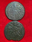 GUBBIO. Stato Pontificio. Benedetto XIII. Lotto di 2 monete da un baiocco. Cu. MB