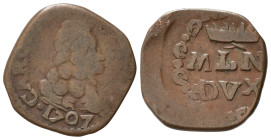 MILANO. Carlo d'Asburgo (1703-1740). Quattrino 1707 Cu (1,86 g). MIR 402/2. MB