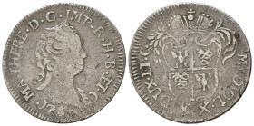 MILANO. Maria Teresa d'Asburgo (1740-1780). Da 20 soldi 1762. Ag (3,59 g). MIR 424/1. Rara. MB