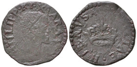 NAPOLI. Filippo II di Spagna (1554-1598). 2 Cavalli. Testa coronata a d. - Corona. Cu (2,68 g). qBB