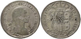 NAPOLI. Ferdinando IV di Borbone (1759-1816). Piastra da 120 grana 1788. Ag. qBB