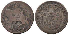 PIACENZA. Ferdinando I di Borbone (1765-1802). 10 soldi 1790. Mi. MIR 1190/6. MB