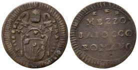 ROMA. Stato Pontificio. Pio VI (1775-1799). Mezzo baiocco romano. AE (3,30 g). MB