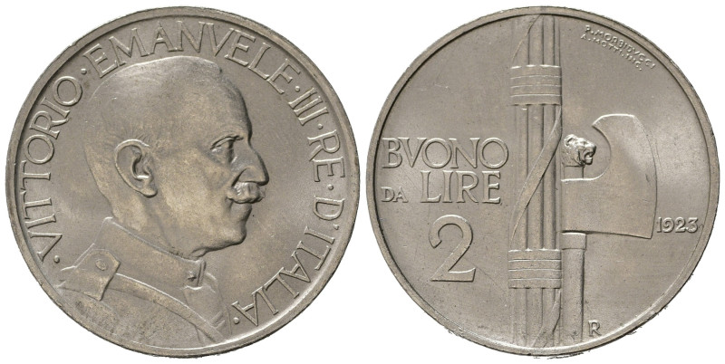 Regno d'Italia. Vittorio Emanuele III (1900-1943). Buono da 2 lire 1923 "Fascio"...