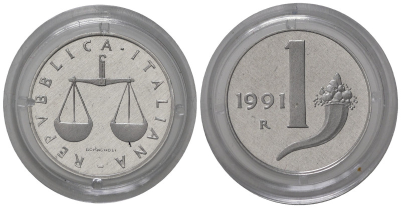 Repubblica Italiana. 1 lira 1991. Proof