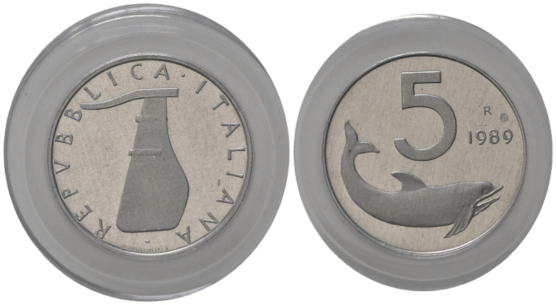 Repubblica Italiana. 5 lire 1989. Proof