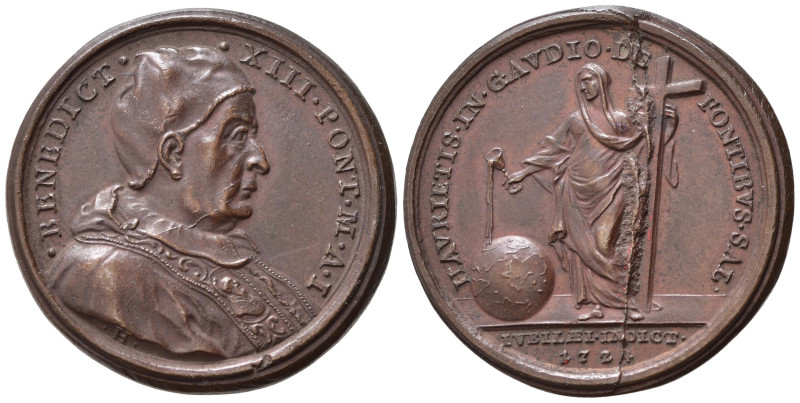 MEDAGLIE PAPALI. Benedetto XIII (1724-1730). Medaglia 1724 (anno I). AE (14,18 g...