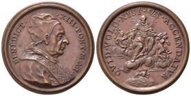 MEDAGLIE PAPALI. Benedetto XIII (1724-1730). Medaglia anniversario del Possesso. Roma 1726 (anno III). AE (13,80 g - 31,7 mm). Opus Hamerani. Miselli ...