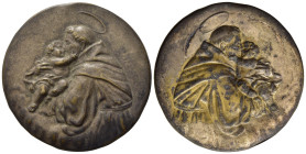 Medaglie Religiose. Placchetta uniface con San Giuseppe e il Bambinello. AE (3,38 g - 40 mm). BB+