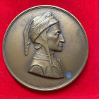 PERSONAGGI. Dante Alighieri. Medaglia "Al Gran Precursore dell'Italia Una nel Sesto suo Centenario". AE (132 g - 70 mm). SPL