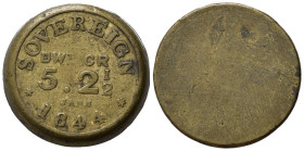 Pesi Monetali. GRAN BRETAGNA. Weights. Peso monetale Sovereign 1844. AE (7,85 g). BB+
