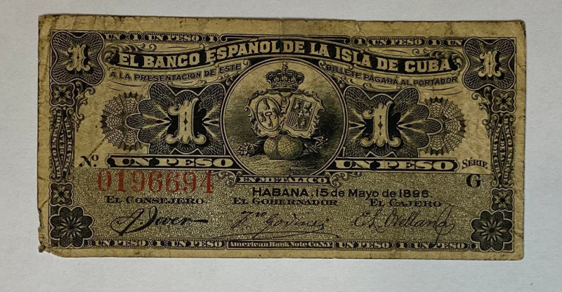 CUBA. 1 Peso 1896. MB