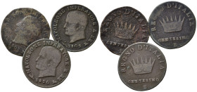 Zecche Italiane. Napoleone I re d'Italia. Lotto di 3 monete. MB