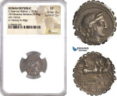 Roman Republic, C. Naevius Balbus, AR Denarius Serratus (ca. 79 BC) Rome Mint (3.96g) Venus/Victory in Quadriga, Crawford 382/1a, Original dark toning...