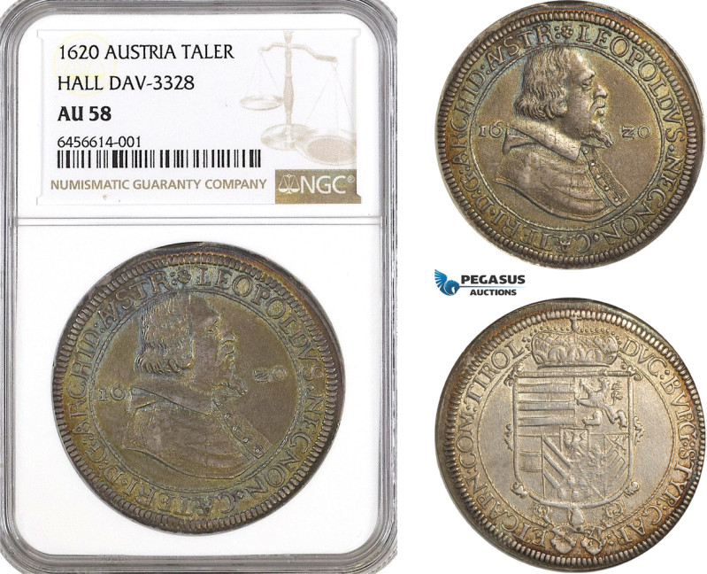 Austria, Archduke Leopold, Taler 1620, Hall Mint, Silver, Dav-3328, Beautiful Ra...