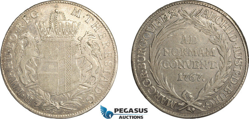 Austria, Maria Theresia, Taler 1767, Günzburg Mint, Silver (27.85g) Dav-1148, VF...