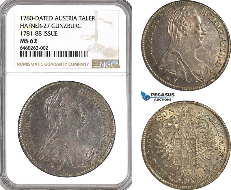 Austria, Maria Theresia, Taler 1780 (1781-88) SF, Günzburg Mint, Silver, Hafner ...
