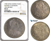 Austria, Maria Theresia, Taler 1780 (1781-88) SF, Günzburg Mint, Silver, Hafner 27, Grey toning! NGC MS62, Top Pop!