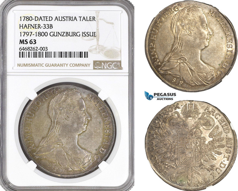 Austria, Maria Theresia, Taler 1780 (1797-1800) SF, Günzburg Mint, Silver, Hafne...
