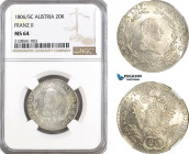 Austria, Franz II, 20 Kreuzer 1806/5 C, Prague Mint, Silver, Herinek 685, Fully frosted! NGC MS64, Top Pop!