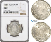 Austria, Franz II, 20 Kreuzer 1808 A, Vienna Mint, Silver, Herinek 695, A blast white coin! NGC MS64
