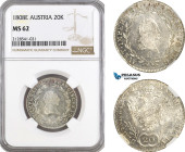 Austria, Franz II, 20 Kreuzer 1808 E, Karlsburg Mint, Silver, Herinek 709, Fully frosted! NGC MS62, Top Pop!