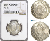 Austria, Franz II, 20 Kreuzer 1809 C, Prague Mint, Silver, Herinek 705, A blast white coin! NGC MS64