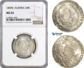 Austria, Franz II, 20 Kreuzer 1809 C, Prague Mint, Silver, Herinek 705, Light champagne toning! NGC MS65, Top Pop!