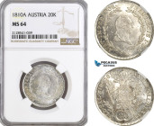 Austria, Franz II, 20 Kreuzer 1810 A, Vienna Mint, Silver, Herinek 697, light toning! NGC MS64