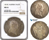 Austria, Franz II, Taler 1815 C, Prague Mint, Silver, Dav-6, Dark toning! NGC MS61