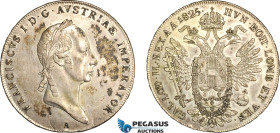 Austria, Franz II, Taler 1825 A, Vienna Mint, Silver (28.11g) Dav-9, Small die crack, otherwise EF with spotted toning!