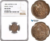Austria, Franz Joseph, 5/10 Kreuzer 1885 "Small eagle" Vienna Mint, KM# 2183, NGC MS66BN