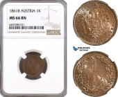 Austria, Franz Joseph, 1 Kreuzer 1861 B, Kremnitz Mint, KM# 2186, NGC MS66BN, Top Pop!