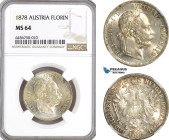 Austria, Franz Joseph, 1 Florin 1878, Vienna Mint, Silver, KM# 2222, Light champagne toning! NGC MS64