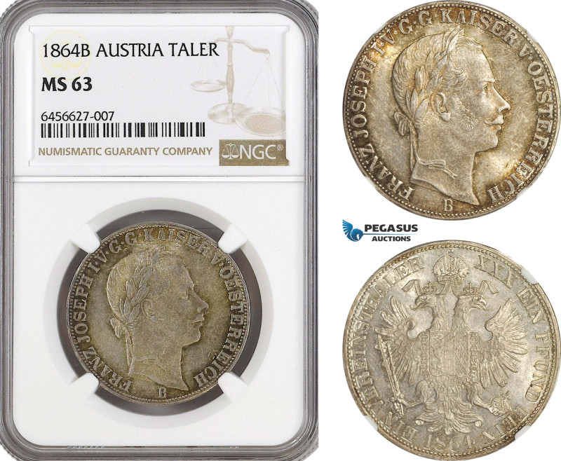Austria, Franz Joseph, Taler 1864 B, Kremnitz Mint, Silver, KM# 2244, Spotted to...