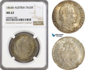 Austria, Franz Joseph, Taler 1864 B, Kremnitz Mint, Silver, KM# 2244, Spotted toning! NGC MS63