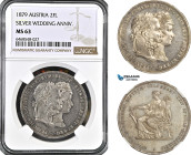 Austria, Franz Joseph, 2 Florin 1879, Vienna Mint, Silver, KM# M5 (Silver Wedding Anniversary) NGC MS63