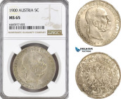 Austria, Franz Joseph, 5 Corona 1900, Vienna Mint, Silver, KM# 2807, Beautiful light toning! NGC MS65, Top Pop!
