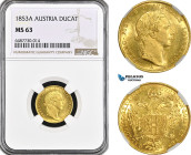 Austria, Franz Joseph, Ducat 1853 A, Vienna Mint, Gold, KM# 2263, NGC MS63