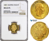Austria, Franz Joseph, Ducat 1887, Vienna Mint, Gold, KM# 2267, NGC MS63PL