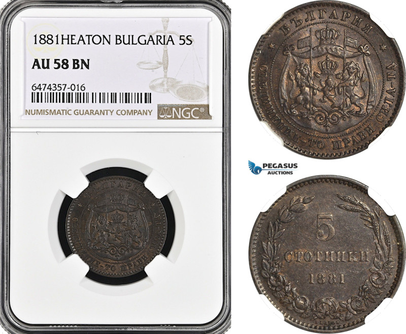 Bulgaria, Aleksander I, 5 Stotinki 1881 Heaton, Birmingham Mint, KM# 2, NGC AU58...