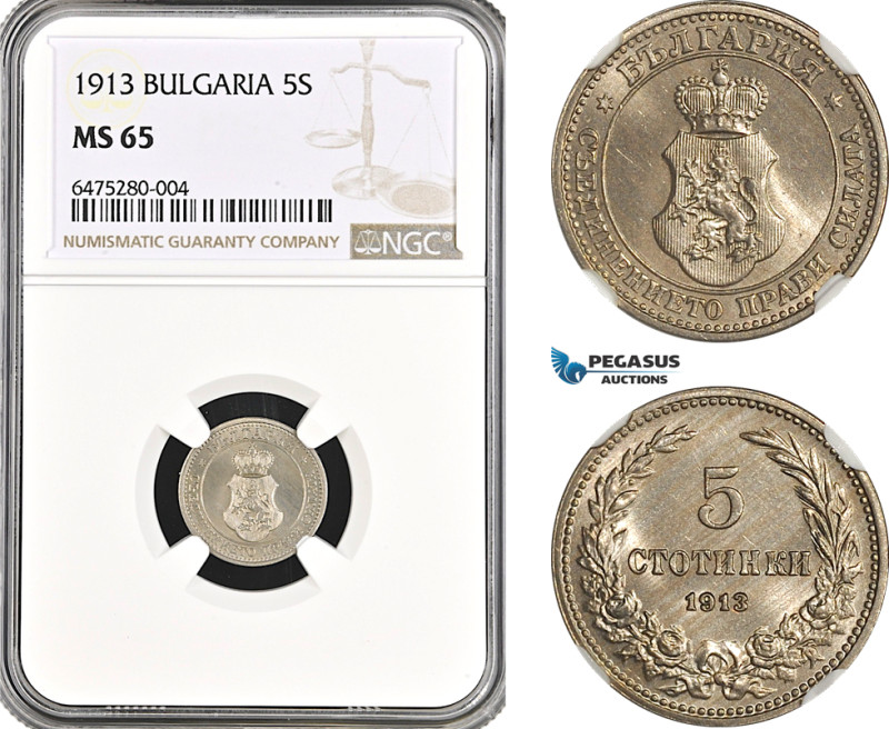 Bulgaria, Ferdinand I, 5 Stotinki 1913, Vienna Mint, KM# 24, NGC MS65