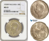 Bulgaria, Boris III, 100 Leva 1930, Silver, KM# 43, NGC MS63