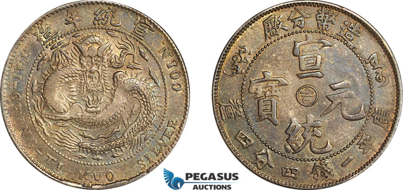 China, Kirin, 20 Cents ND (1909), Tientsin Central Mint, Silver (5.07g) L&M 15, ...